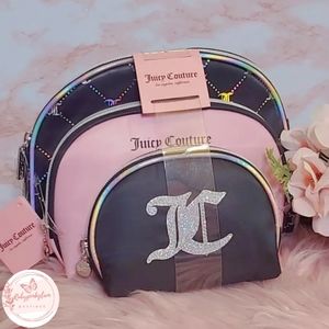 🎀3pc Black and Pink Juicy Couture Makeup Bags🎀